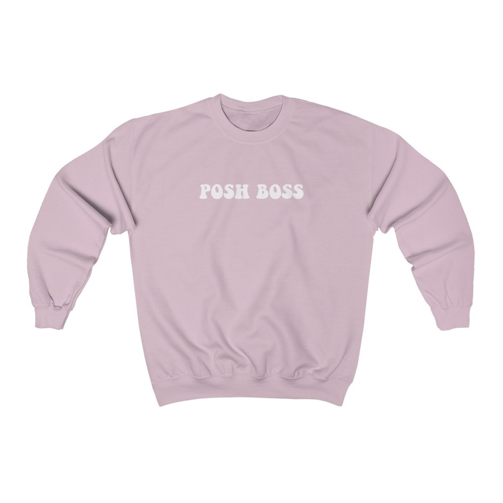 POSH BOSS Crewneck Gray Sweatshirt | Light Pink